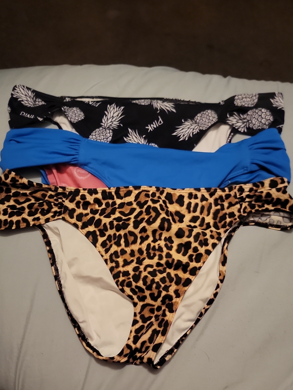 PINK Victoria's Secret Blue, Black & Leopard Bikini Bottoms (3-Pack)